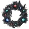 15" Light Up Eyeball Halloween Wreath, Black Gothic Wreath with Glowing Eyeballs